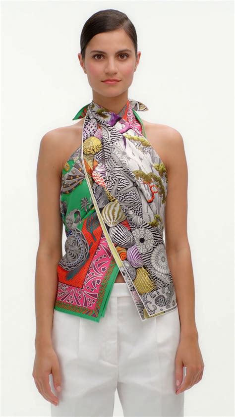 ways to wear hermes scarf as shirt|vintage Hermes scarf guide.